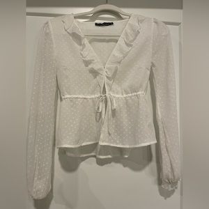 Abercrombie and Fitch Tie Front Crop Blouse